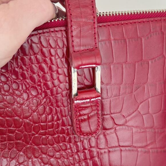 Ralph Lauren Red Croc Embossed Vegan Leather Satchel Handbag - Picture 10 of 10